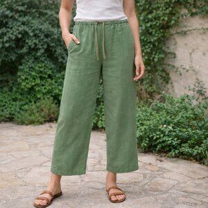 Nordstrom Green Ankle Linnen Pants Safari Casual Business Professional Size M